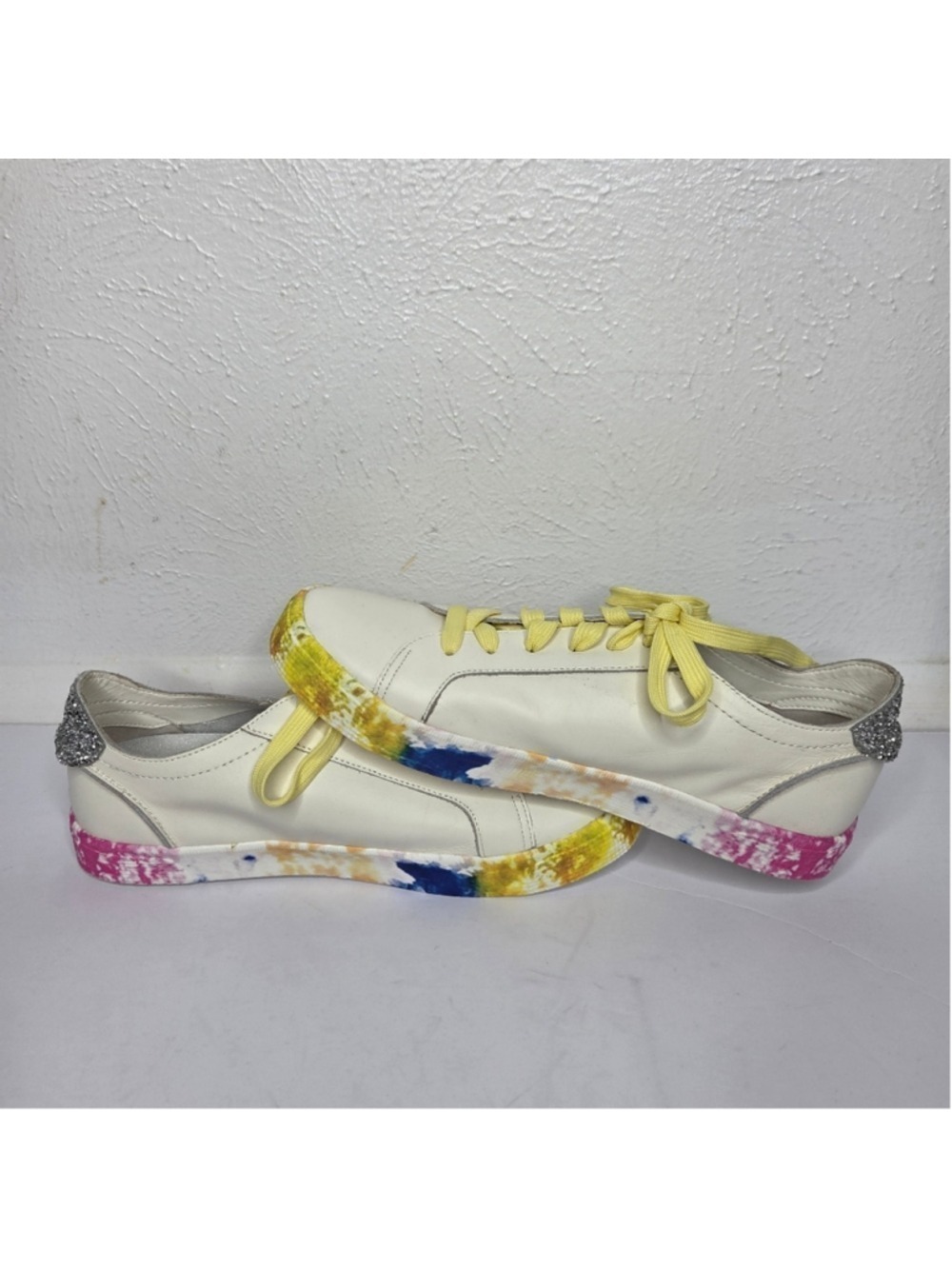 Anthropologie X Dolce Vita Zaga Citron Tie Dye Leather Sneakers Women's Size 9 - Picture 9 of 14